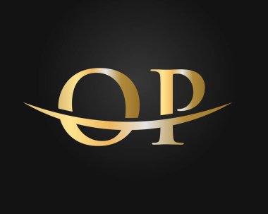İlk Monogram Harf İşlem Logosu Tasarım Vektörü. OP logo tasarımı