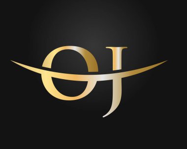OJ logo tasarımı. İlk OJ harf logo tasarım vektör şablonu