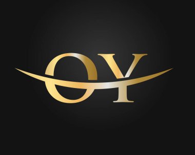 Baş harfleri altın harfli logo tasarımı. OY logo tasarım vektör şablonu