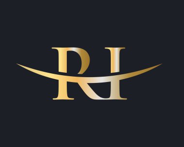 RI logo tasarımı. İlk RI harf logo tasarım vektör şablonu