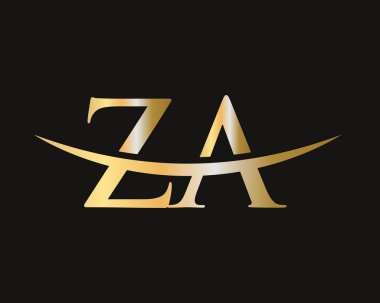 Baş harfleri ZA logosu. ZA harfi logo tasarım vektör şablonu