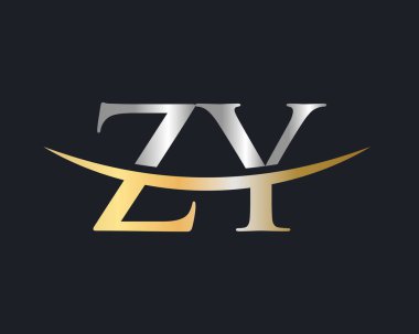İş ve şirket kimliği için ZY Logo Tasarımı Mektubu. ZY harfi logo tasarım vektörü