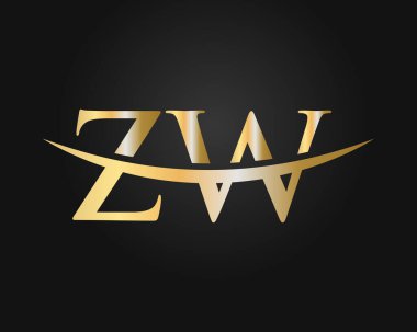 ZW logo tasarımı. İlk ZW harf logo tasarım vektör şablonu