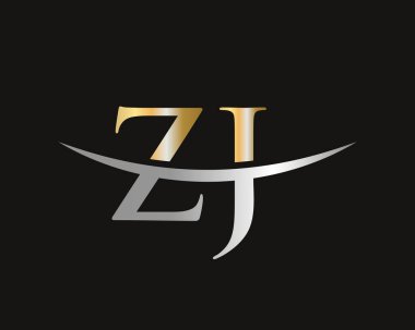 ZJ logo tasarımı. İlk ZJ harf logo tasarım vektör şablonu