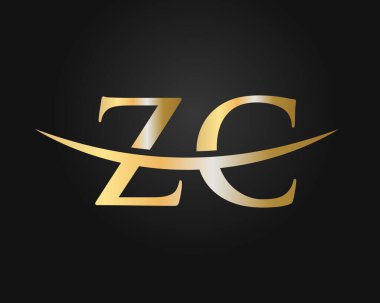 ZC logo tasarımı. İlk ZC harf logo tasarım vektör şablonu