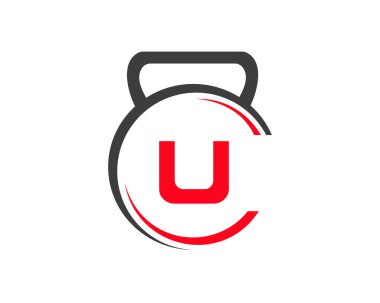 U harfli spor salonu logosu. U harfi konseptiyle fitness logosu.