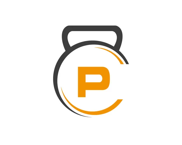 P文字のコンセプトとフィットネスロゴ Pレター付きジムロゴ — ストックベクタ