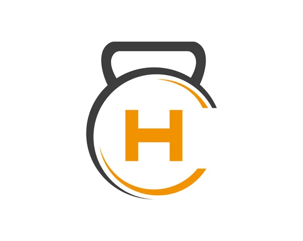 フィットネスジムのロゴとH文字 H文字のコンセプトとフィットネスロゴ — ストックベクタ