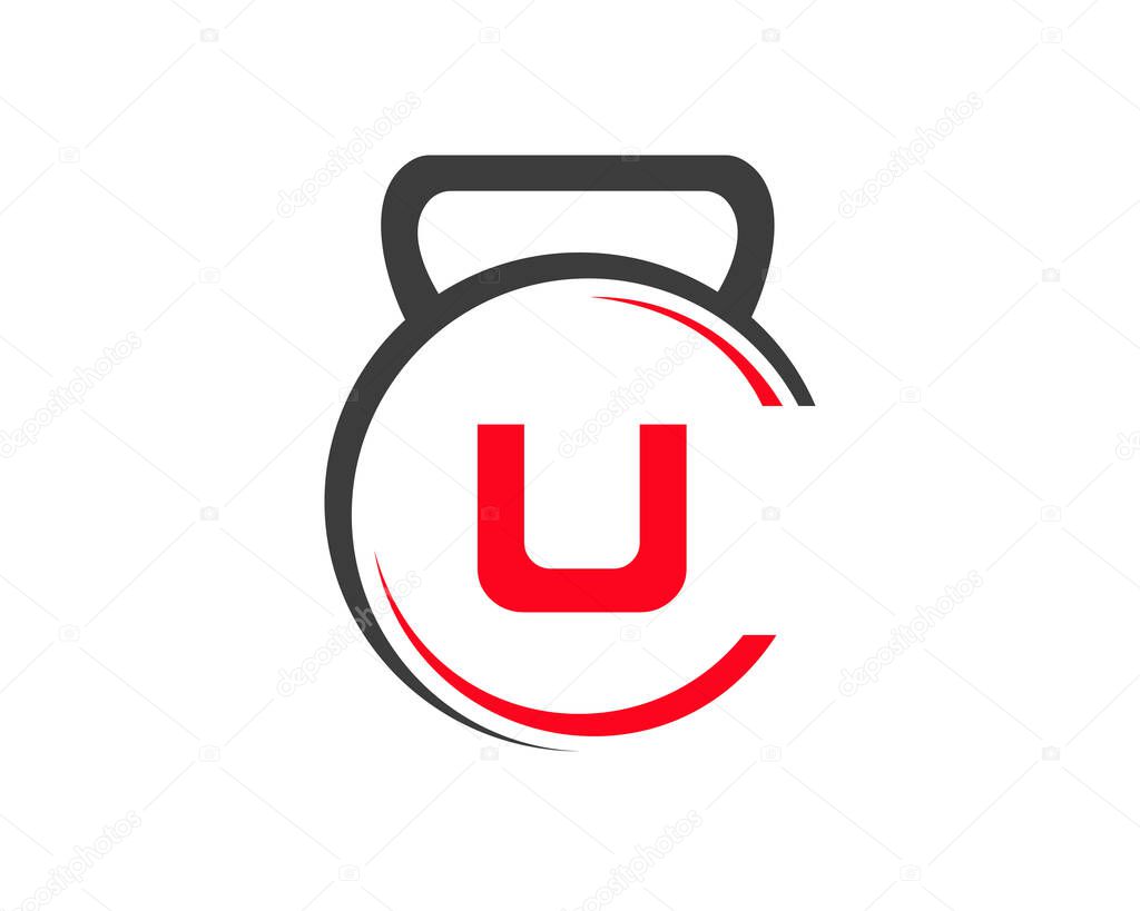 Gym logo with U letter. Fitness logo with U letter concept.