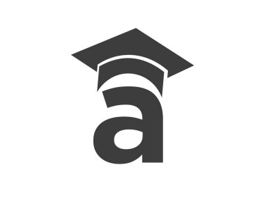 Şapka konsepti olan eğitim logosu. Bir harf vektörlü mezuniyet logosu