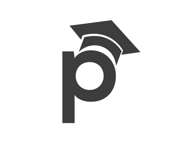 Εκπαιδευτικό Λογότυπο Επιστολή Καπέλο Έννοια Λογότυπο Αποφοίτησης Διάνυσμα Γραμμάτων — Διανυσματικό Αρχείο