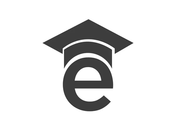 带有E字母向量的毕业典礼标志 带有E字帽概念的教育标志 — 图库矢量图片