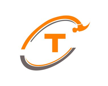 T harfi vektörlü ev onarım logosu. T harfi onarım kavramlı Ev Yapımı Logosu.
