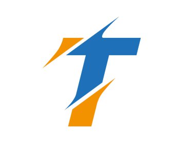 Baş harfleri T logosu tasarım Vektörü. Kesilmiş harf logosu. Slash kavramlı modern T harfi logosu.