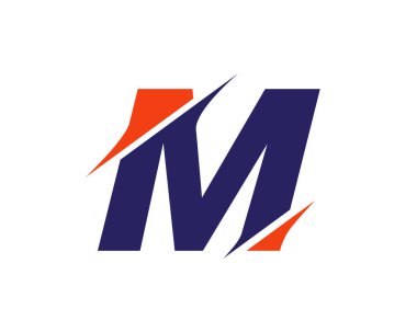 M dilimlenmiş harf logosu. Modern M harfi logosu ve Slash konsepti. İlk monogram harfi M logo tasarım Vektörü.
