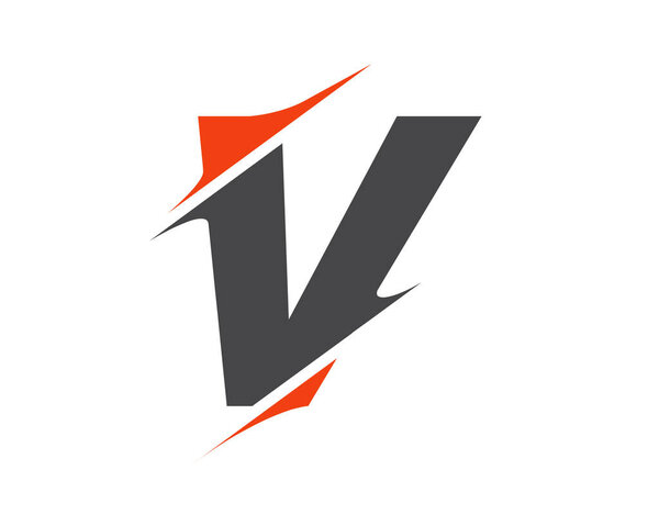 V sliced letter logo. Modern V letter logo with Slash concept. V logo design.