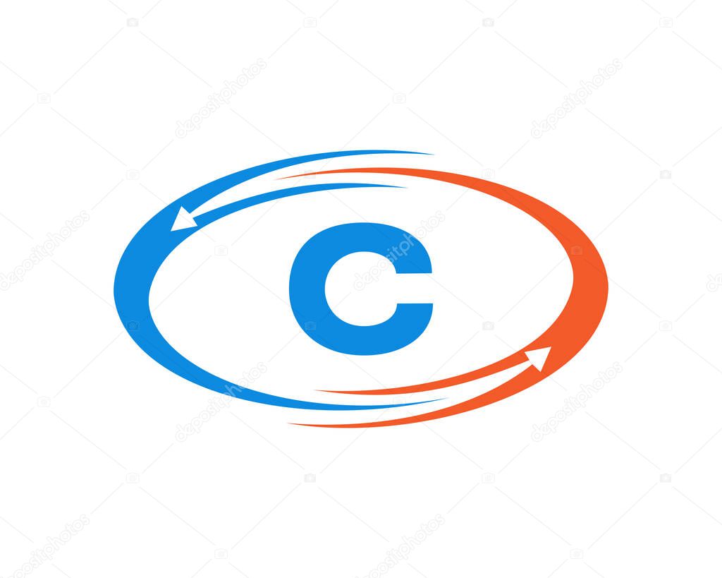 Technology logo design with C letter concept. C Letter technology logo