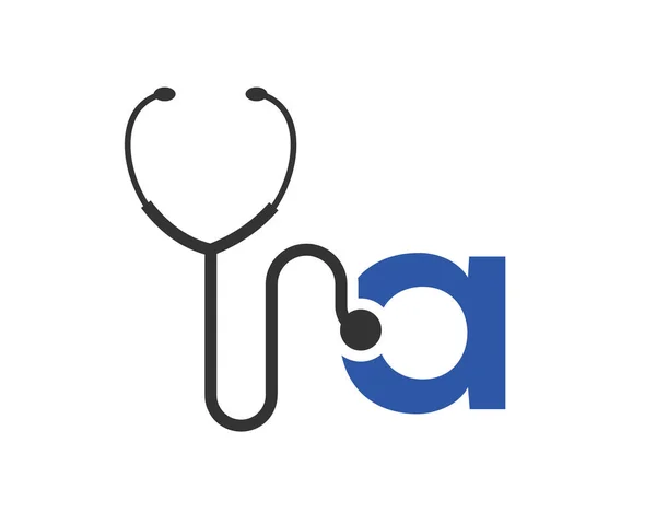 Logo Sanitario Con Concetto Lettera Stetoscopio Logo Concetto Lettera Logotipo — Vettoriale Stock
