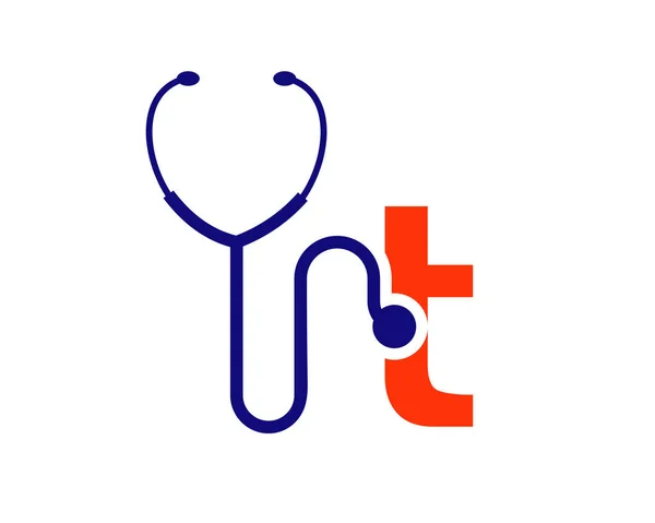 Logo Des Soins Santé Avec Concept Lettre Stéthoscope Logo Lettre — Image vectorielle