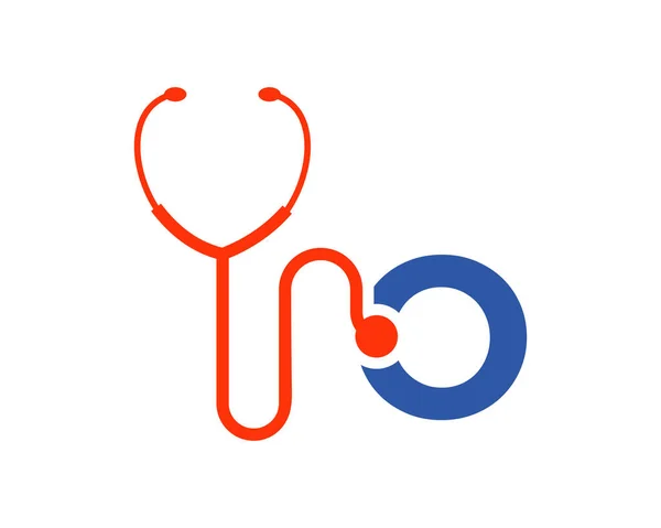 Logo Sanitario Con Concetto Lettera Stetoscopio Logo Lettera Concetto Logotipo — Vettoriale Stock