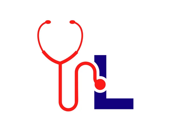 Logo Des Soins Santé Avec Concept Lettre Stéthoscope Logo Lettre — Image vectorielle