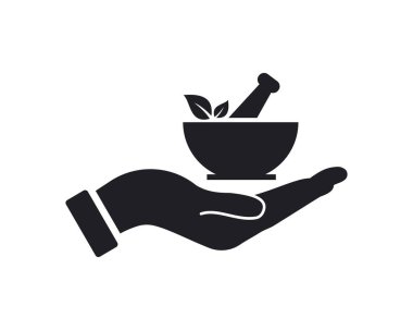 Ayurveda logo tasarımı. El konsepti vektörlü Ayurveda logosu. El ve Ayurveda logosu tasarımı