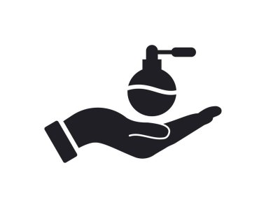 El parfümü logosu tasarımı. El konsepti vektörlü parfüm logosu. El ve Parfüm logosu tasarımı