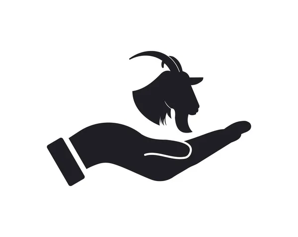 Hand Ziege Logo Design Hirschlogo Mit Hand Konzept Vektor Hand — Stockvektor