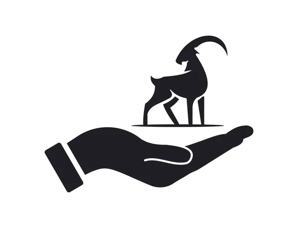 Дизайн Логотипу Hand Goat Логотип Оленя Вектором Концепції Hand Дизайн — стоковий вектор