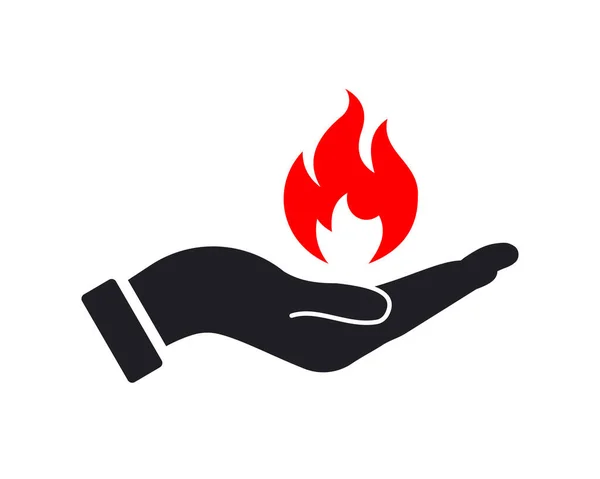 Design Del Logo Hand Fire Logo Fire Con Vettore Hand — Vettoriale Stock