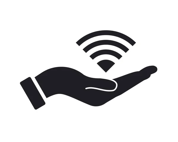 Diseño Del Logotipo Hand Wifi Logo Wifi Con Mano Vector — Vector de stock