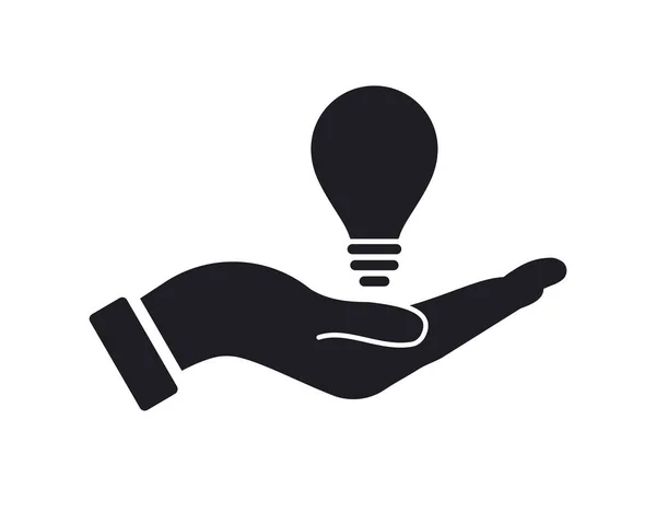 Projeto Logotipo Lâmpada Mão Logotipo Lâmpada Com Vetor Conceito Mão — Vetor de Stock