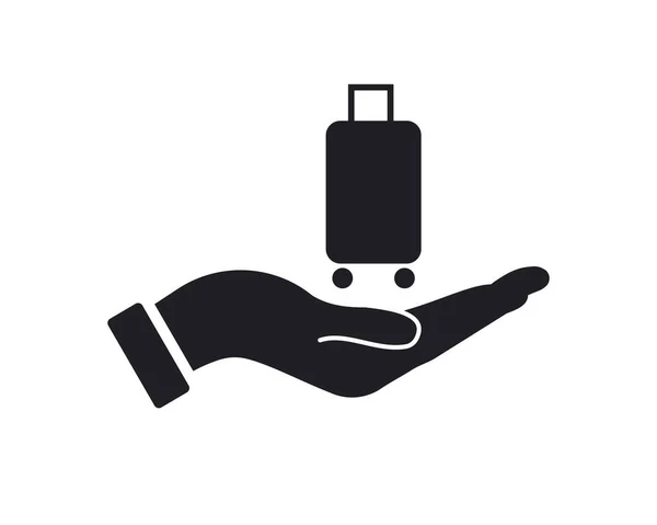 Hand Travel Bag Logotyp Design Travel Bag Logotyp Med Hand — Stock vektor
