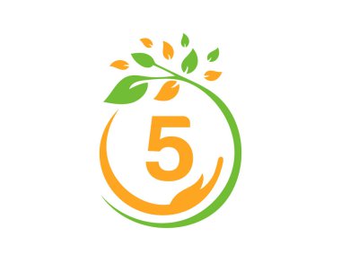 El, yaprak ve 5 harfli hayırseverlik logosu. El bakımı vakfı logo tasarımı