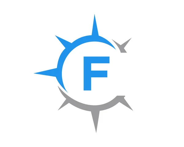 F文字のコンセプトとコンパスロゴデザイン F字タイポグラフィのコンパスコンセプト — ストックベクタ