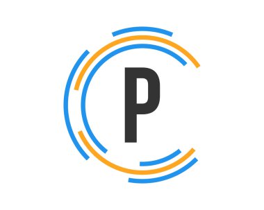 P harfi konseptli teknoloji logosu tasarımı. P Harfi teknoloji logosu