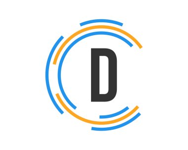 D harfli teknoloji logosu tasarımı. D Mektup teknolojisi logosu
