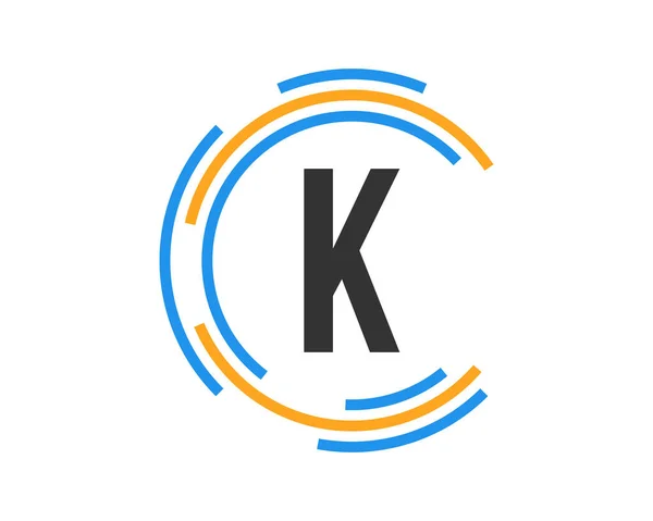 K文字をコンセプトにしたテクノロジーロゴデザイン Kレター技術ロゴ — ストックベクタ