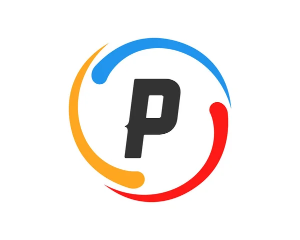 P文字をコンセプトにした技術ロゴデザイン Pレター技術ロゴ — ストックベクタ