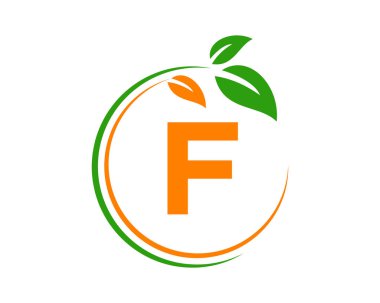F harfi konseptli eko logo. F harfi. Sağlıklı doğal logo.