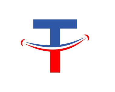 T harfi konseptiyle gülümse. İlk harf T Happy logosu. T harfi gülümseme logosu kavramı