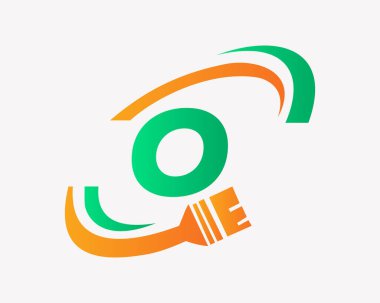 O harfi konseptiyle boya. O harf Boyama Logosu Tasarımı