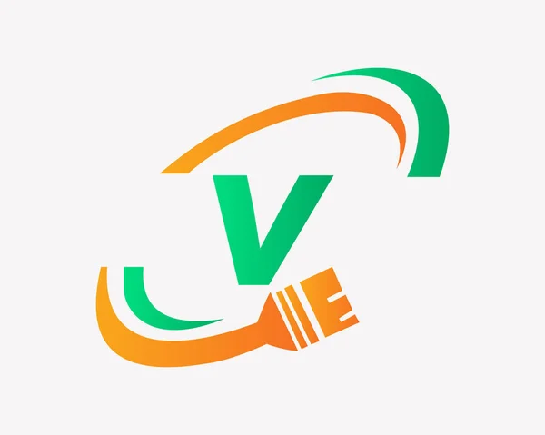 Paint Logo Letter Concept Letter House Painting Logo Design — Stock Vector