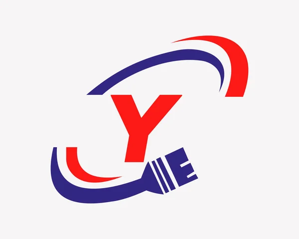 Logotipo Pintura Com Conceito Letra Carta Casa Pintura Logo Design — Vetor de Stock