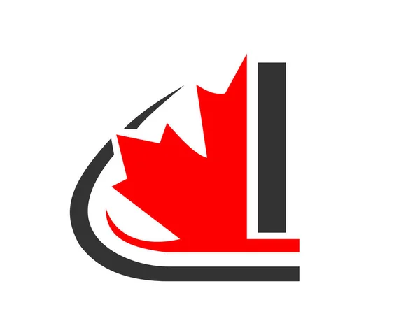 Kanadyjski Liść Czerwonego Klonu Literą Concept Litera Projekt Logo Liści — Wektor stockowy