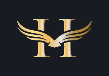 H Harfi Kanat Logosu Tasarımı. İlk Uçan Kanat H Mektup Logosu. H harfi logosu ve kanatları kavramı