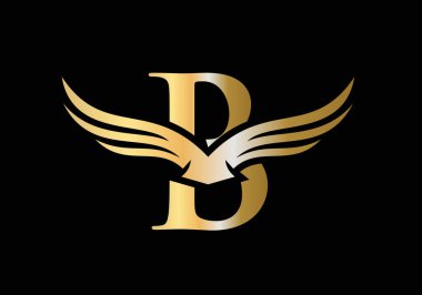 B Harfi Kanat Logo Tasarımı. İlk Uçan Kanat B Mektup Logosu. B harfi logo ve kanatlar kavramı