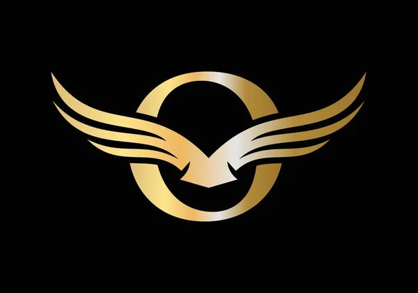 Letter Wing Logo Design Logotipo Inicial Letra Asa Voo Carta — Vetor de Stock