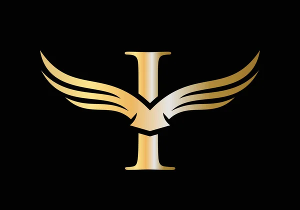 Επιστολή Wing Logo Σχεδιασμός Αρχικό Λογότυπο Ιπτάμενης Πτέρυγας Λογότυπο Και — Διανυσματικό Αρχείο