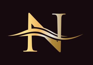 N logo şablonu. Baş harfleri N logosu tasarım Vektörü. Modern modayla N harfi logo tasarımı